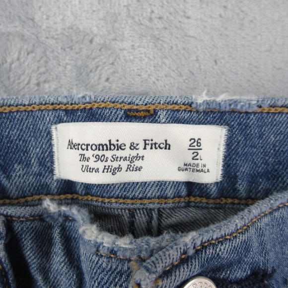 Abercrombie & Fitch The 90s Straight Ultra High Rise Jeans Blue Size 26/2L - Picture 2 of 12